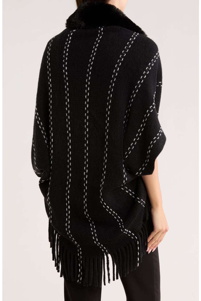 Faux Fur Fringe Cape, Alternate, color, BLACK