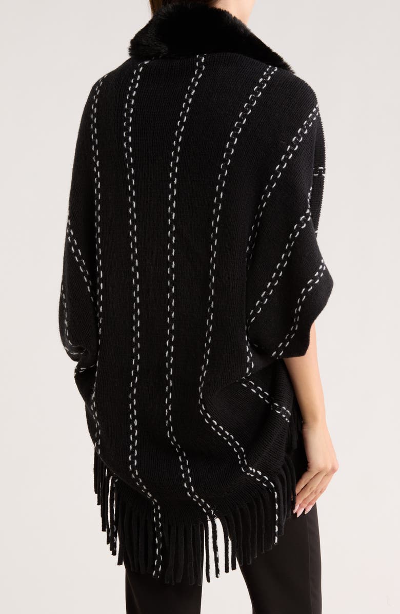 PATRIZIA LUCA Faux Fur Fringe Cape, Alternate, color, Black