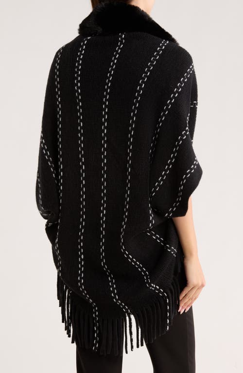 Patrizia Luca Faux Fur Fringe Cape In Black