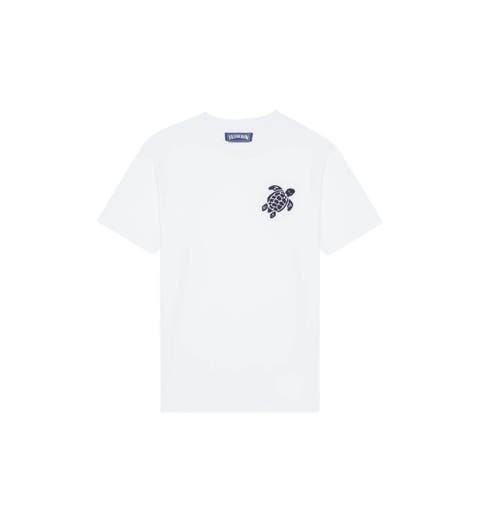 Men Organic Cotton T-shirt Big Turtle Embroidery