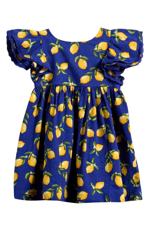 Kids' Lemon Print Angel Sleeve Cotton Jacquard Dress (Baby & Toddler)