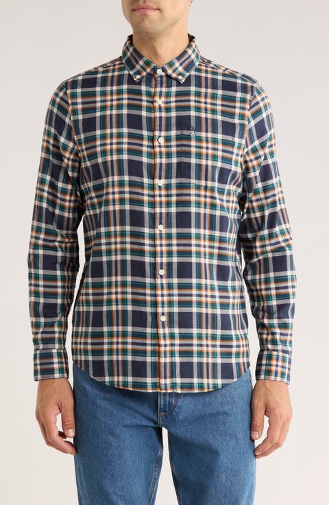 Slim Fit Plaid Twill Button-Up Shirt