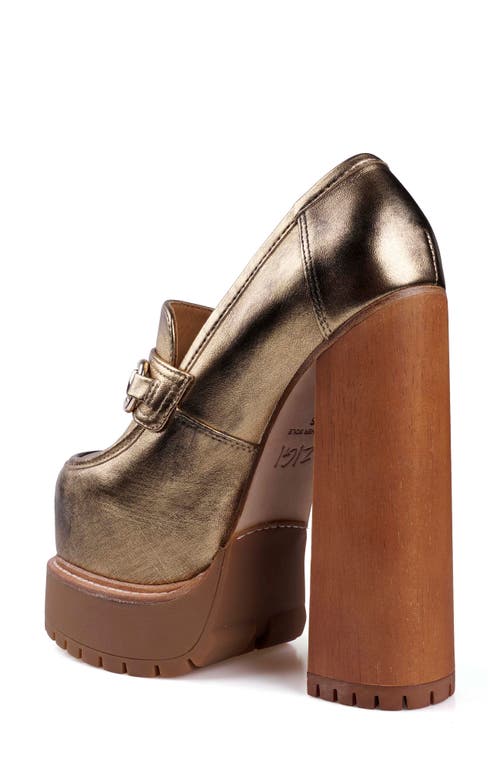 Zigi Thai Platform Bit Loafer Pump In Metallic Gold