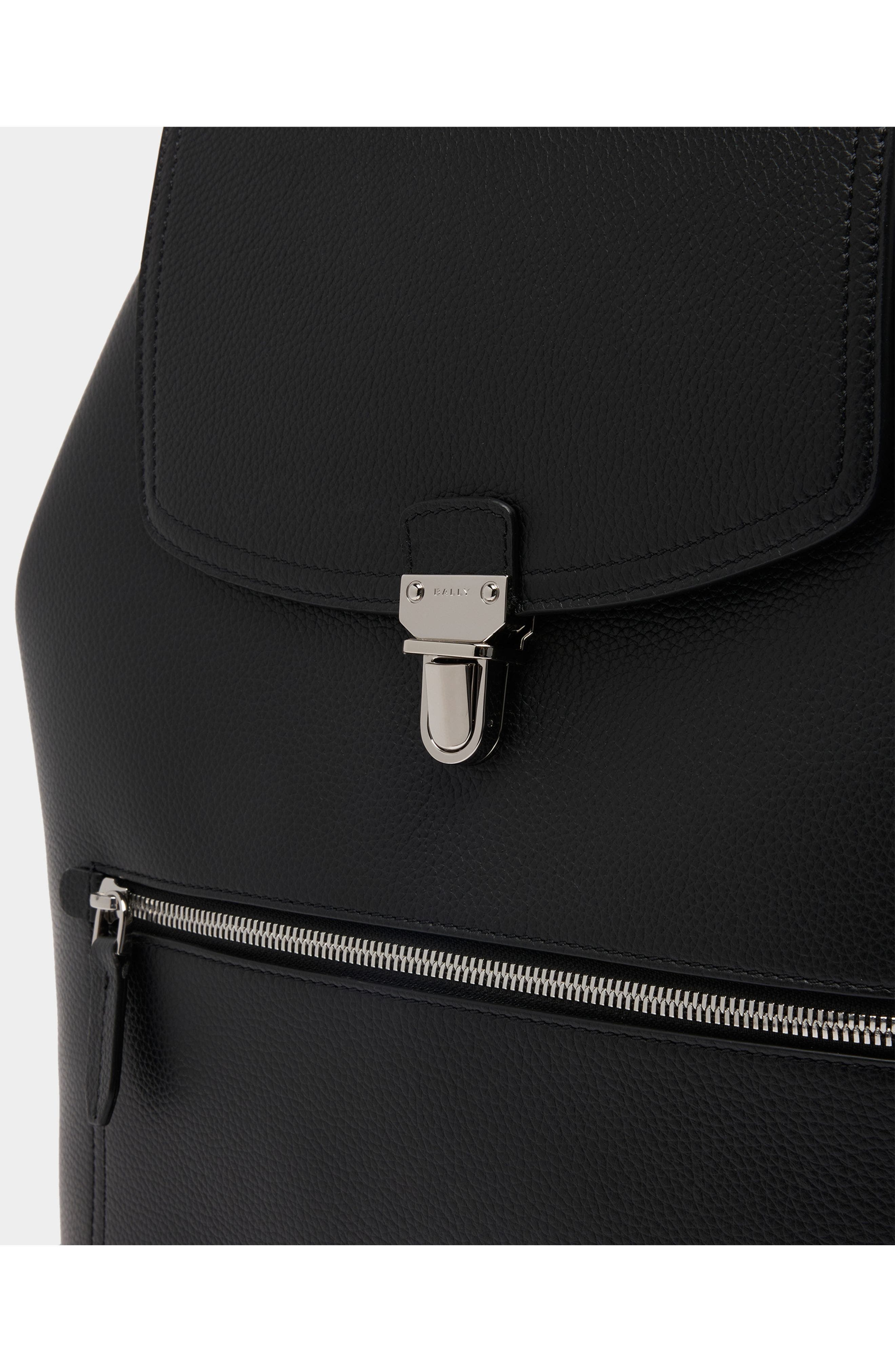 Bally Capitol Backpack in Leather, Alternate, color, Black+Palladio