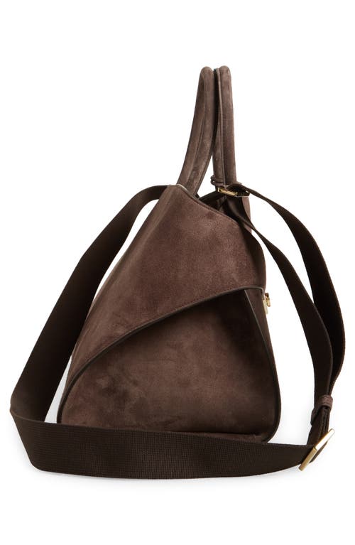 Shop Ferragamo Medium Hug Suede Top Handle Bag In Testa Di Moro
