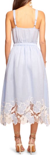 Aubriella Lace Hem Linen Midi Sundress