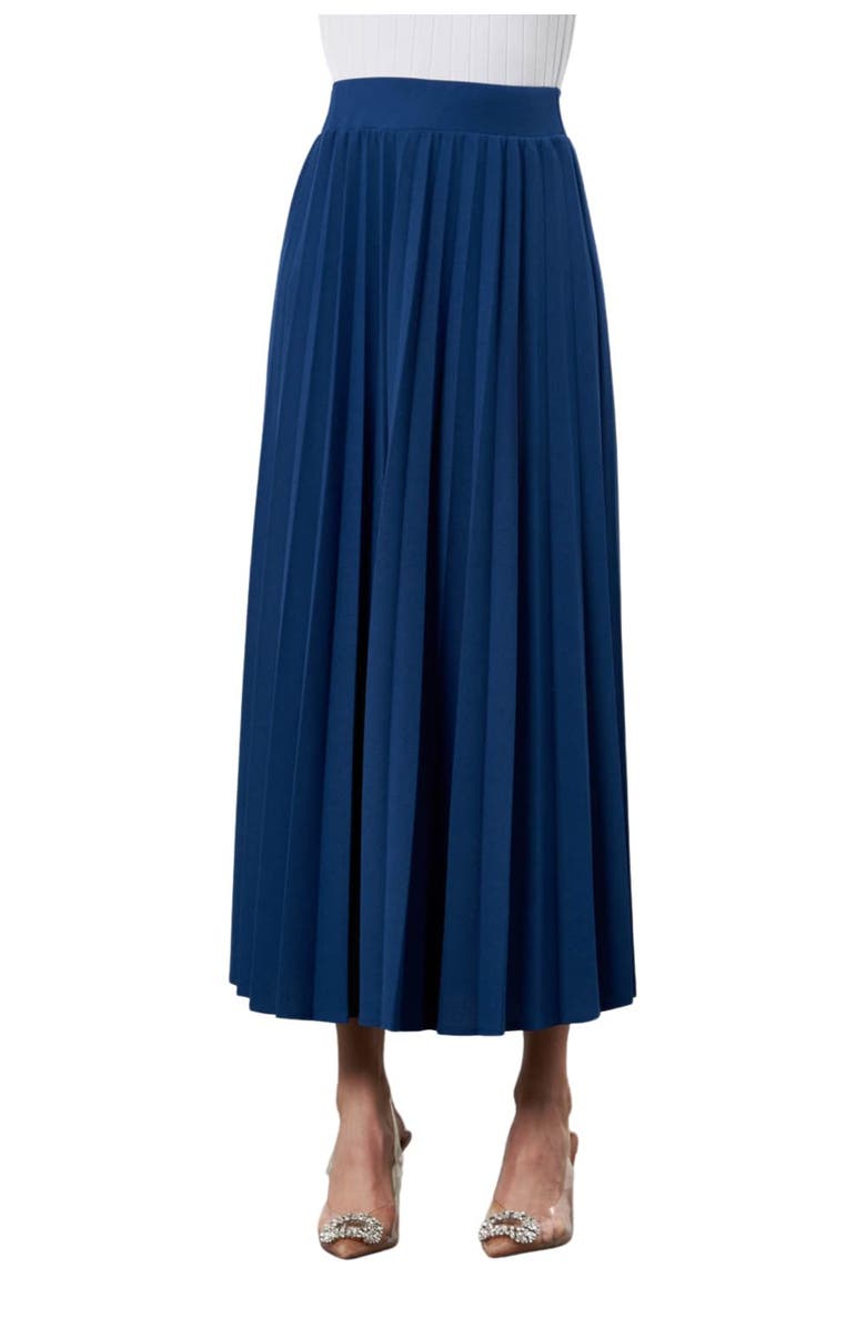 Mizalle Crepe Knitted Pleated Skirt, Alternate, color, Indigo
