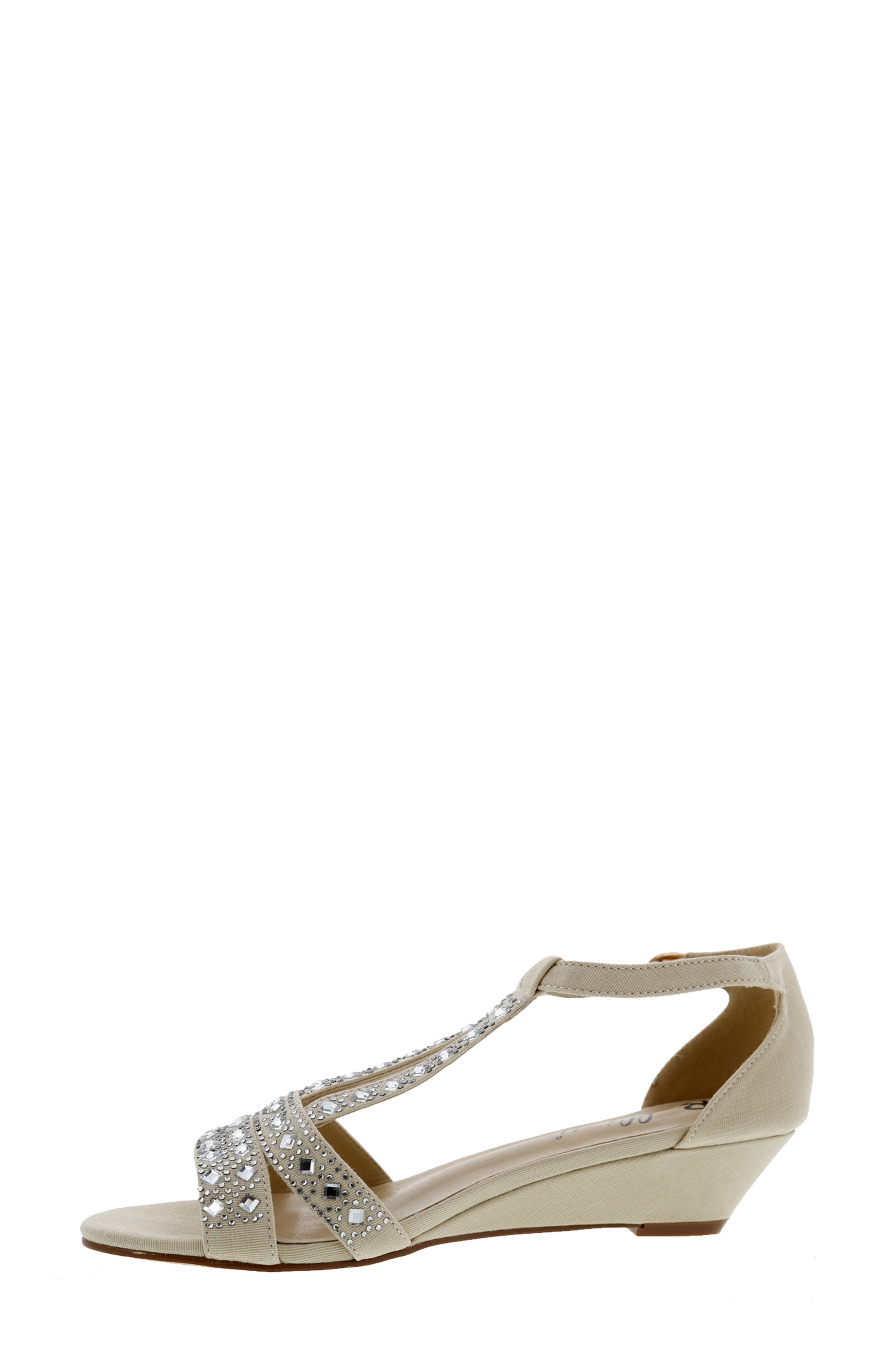 Larris Rhinestone Wedge Sandal, Alternate, color, NATURAL