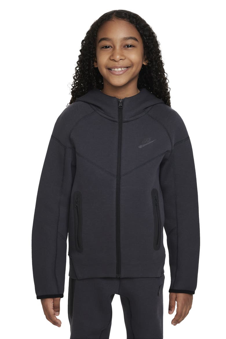 Kids' Tech Fleece Full Zip Hoodie, Main, color, ANTHRACITE/ BLACK/ BLACK