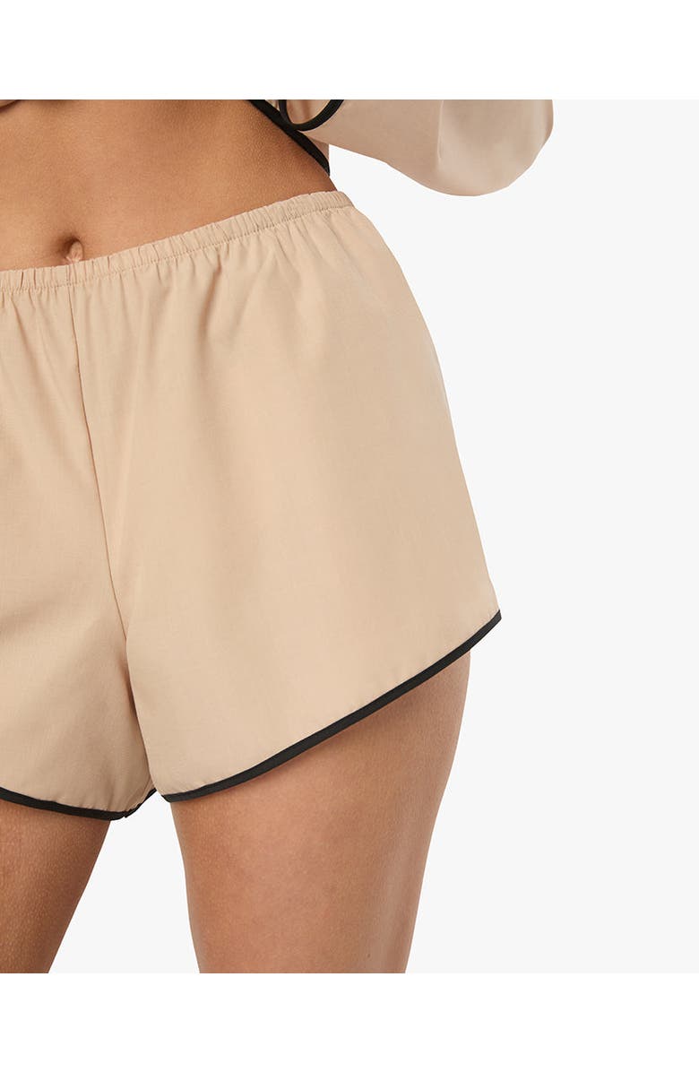 WeWoreWhat Classic Piping Pajama Short, Alternate, color, Almond/Black