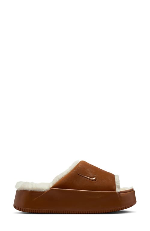Nike Calm Elevation Faux Fur Lined Platform Slide In Multi