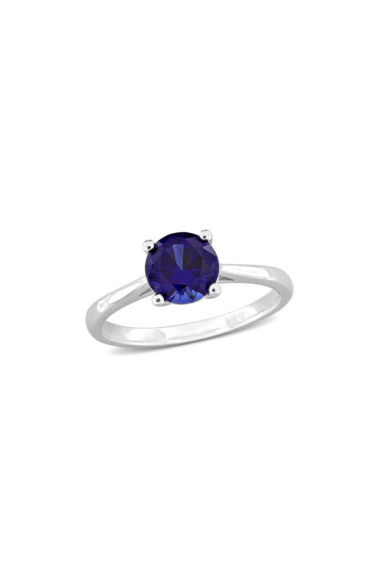 DELMAR Lab Created Sapphire Solitaire Ring, Main, color, Blue