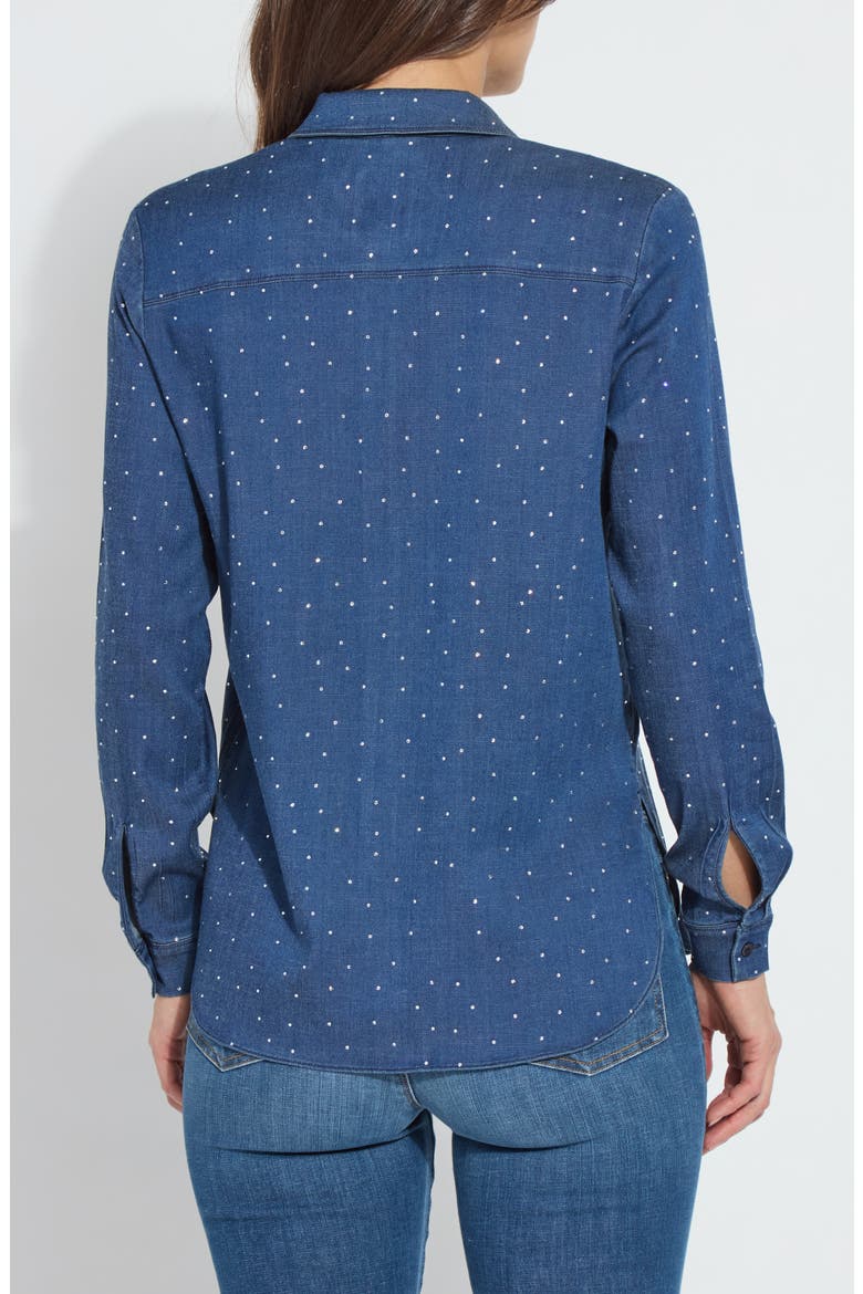Crystal Chambray Shirt, Alternate, color, DARK MID WASH