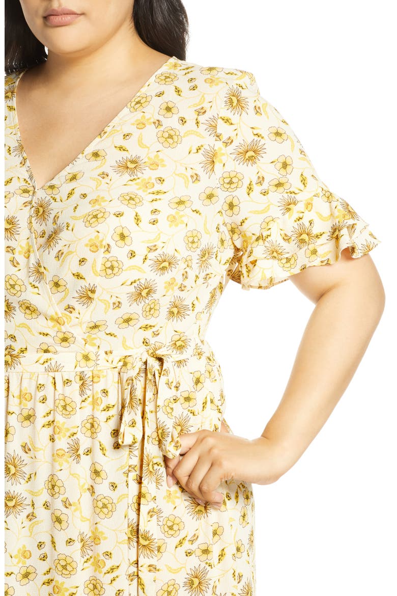 Moroccan Tile Ruffle Midi Dress, Alternate, color, TURMERIC SPICE