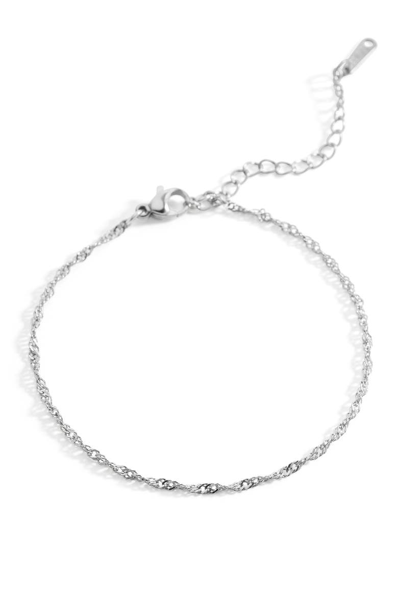 Mint & Lily Singapore Twist Bracelet, Main, color, Silver