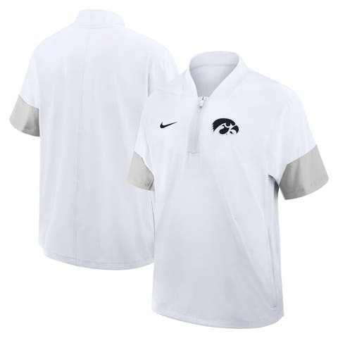 Men's Nike White Iowa Hawkeyes 2025 Sideline Short Sleeve Quarter-Zip Coach Jacket