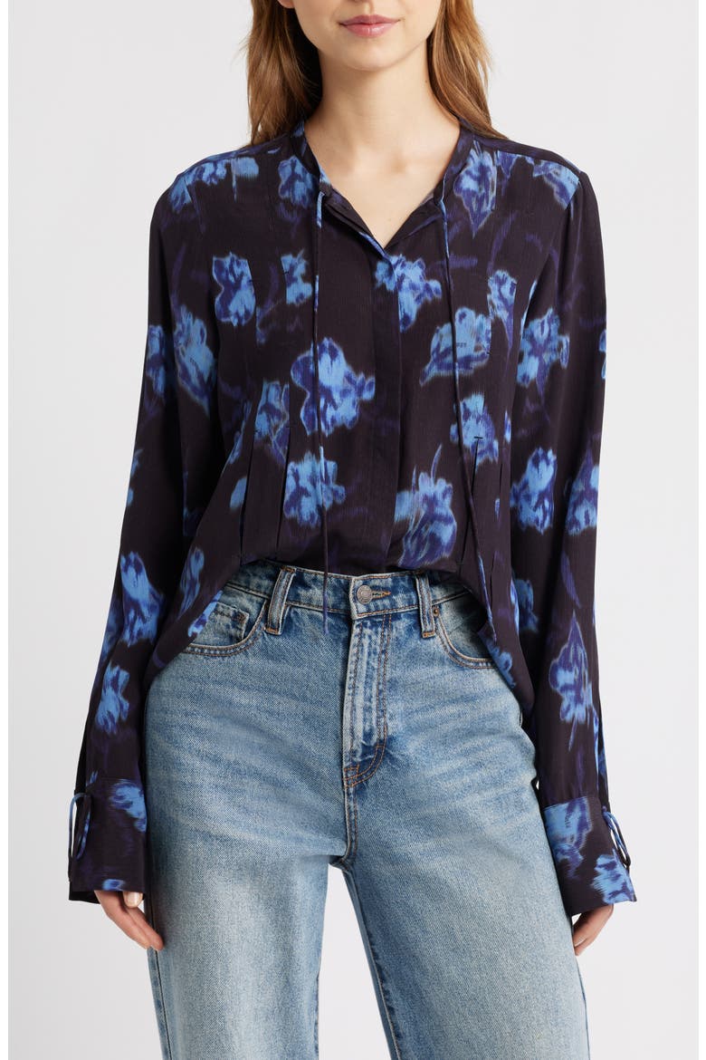 Arden Pleated Print Top, Main, color, DKFLO