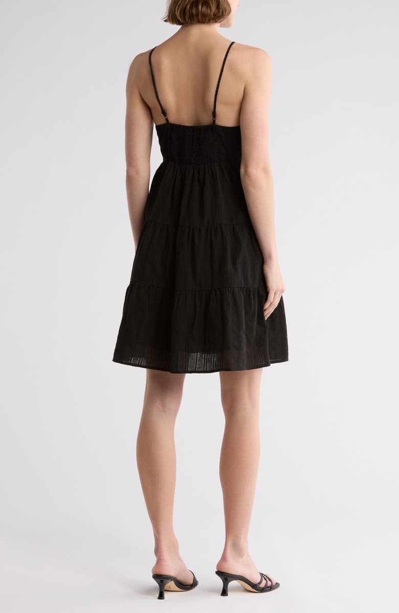 WISHLIST Smocked Cotton Babydoll Dress, Alternate, color, Black