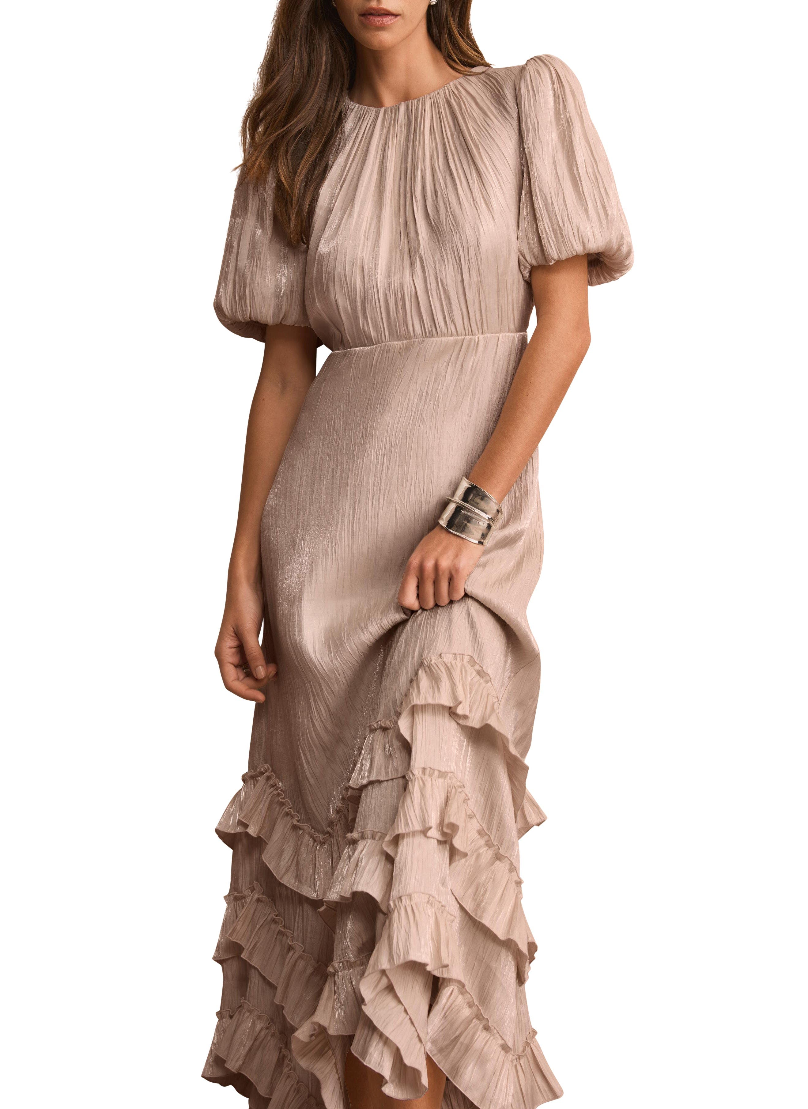 Metallic Ruffle Midi Dress - image 2