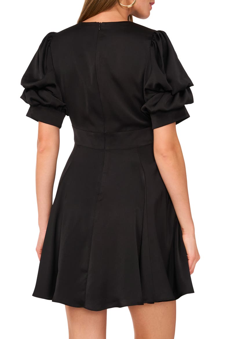 Bubble Sleeve Fit & Flare Minidress, Alternate, color, RICH BLACK