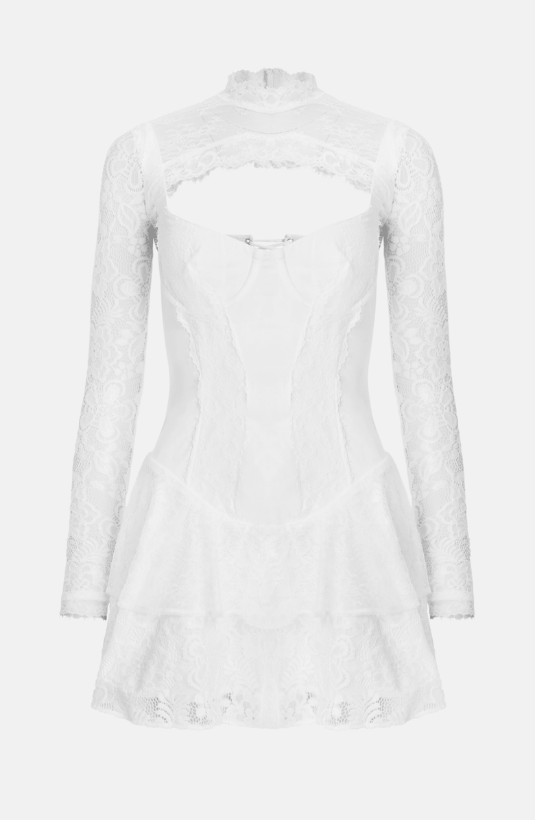 OW Collection Nori Corset Mini Dress, Alternate, color, White