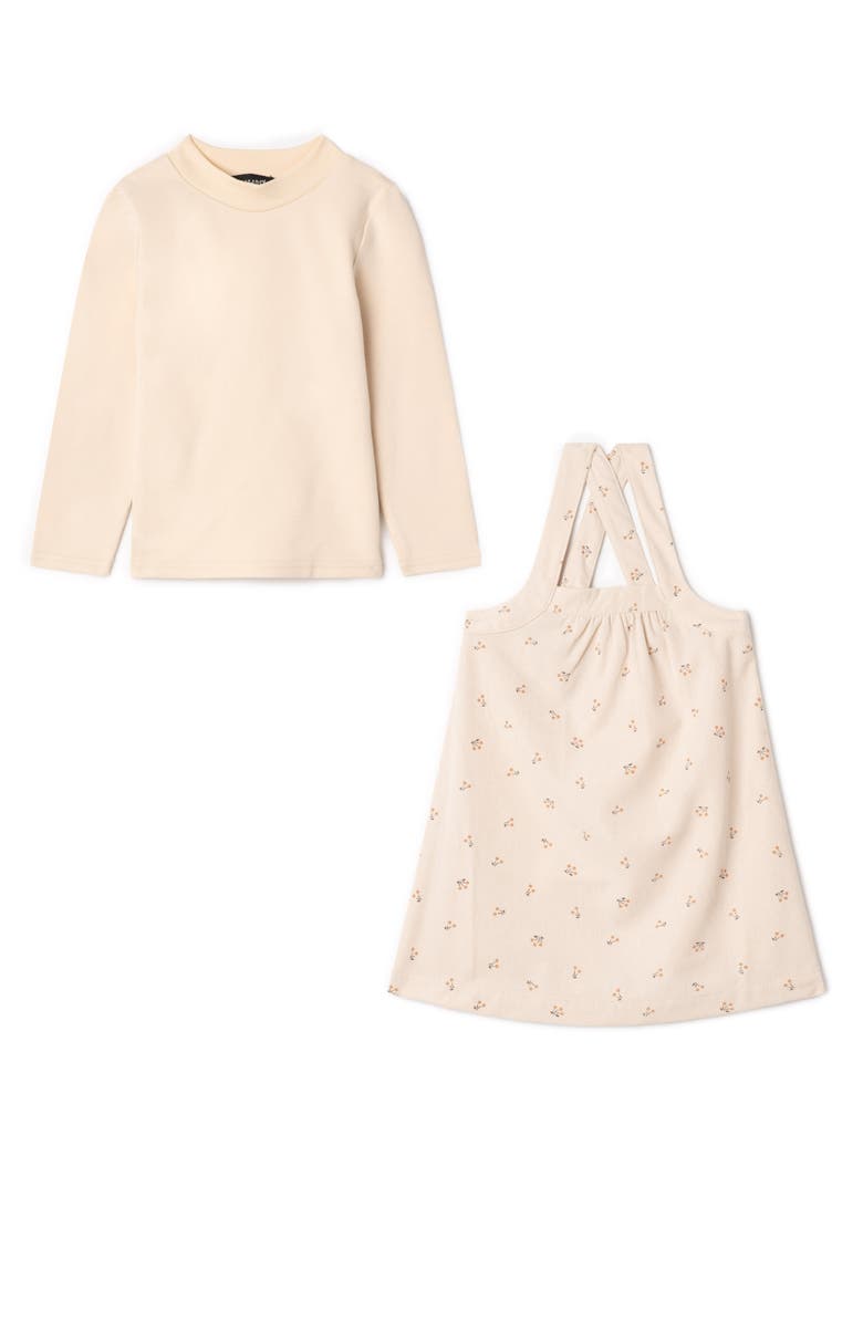 Space Grey Corduroy Cherry Print 2 Piece Top and Jumper Set, Main, color, Cream