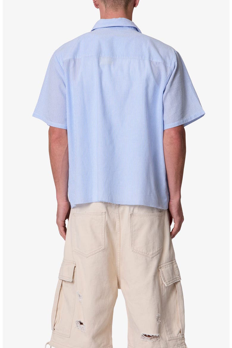 Striped Poplin Cropped Short Sleeve Shirt, Alternate, color, BLUE/ WHITE