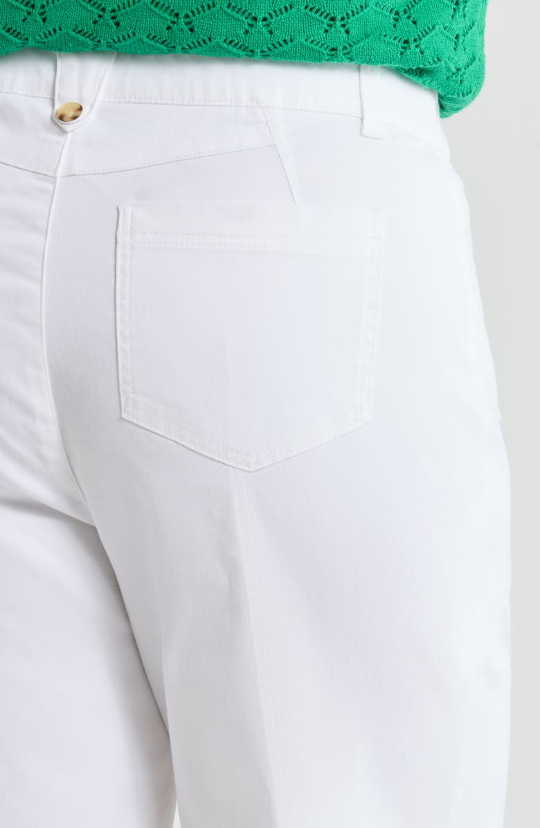 Wit & Wisdom Skyrise Exposed Button Cuffed Wide Leg Twill Pants, Alternate, color, White