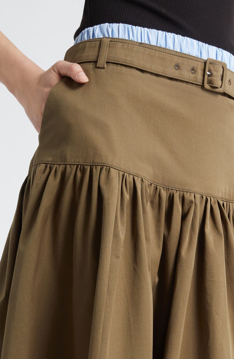 Cinq à Sept Peri Stretch Cotton Maxi Skirt, Alternate, color, Dark Olive/Blue Stripe