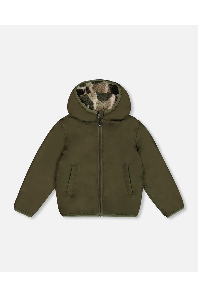 Little Boy's Reversible Soft Fleece Jacket Camouflage Green, Alternate, color, Kombu Green