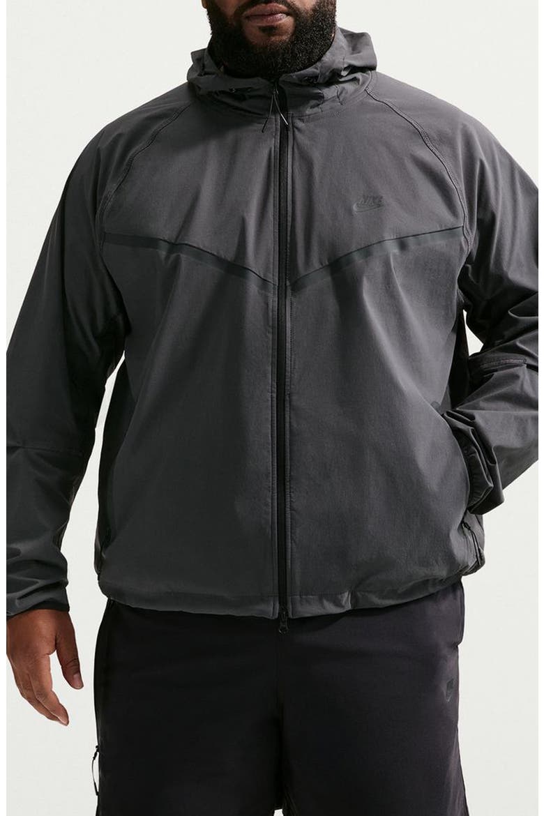 Dri-FIT Oversize Stretch Nylon Hooded Windrunner Jacket, Main, color, ANTHRACITE/ BLACK