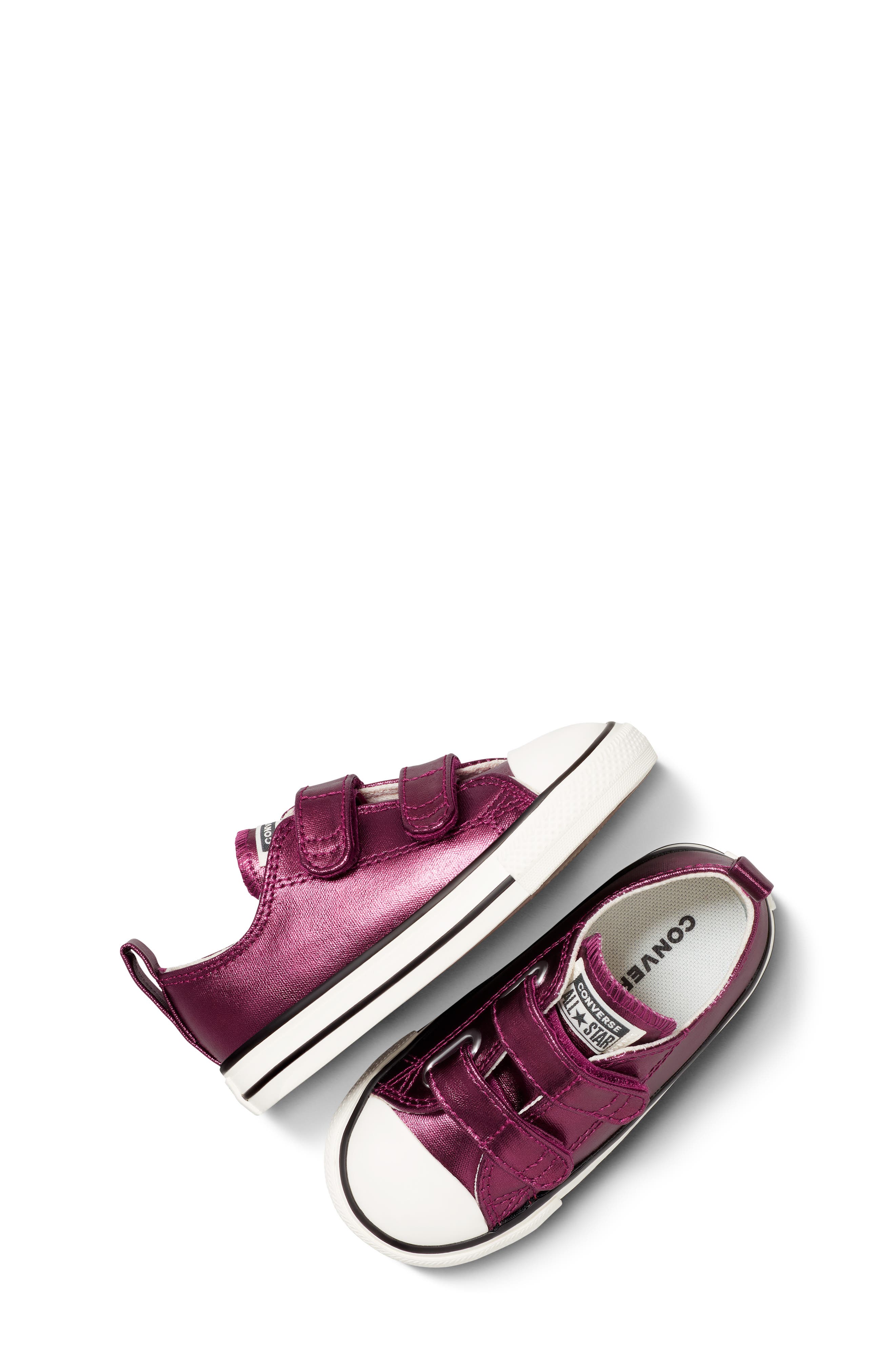 Converse Kids' Chuck Taylor All Star Metallic Canvas Low Top Sneaker, Alternate, color, Mesa Rose/ Egret/ Black