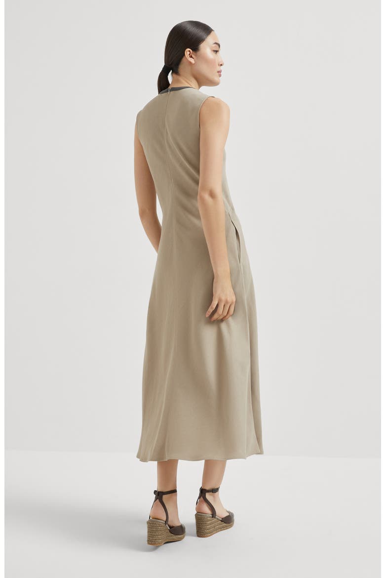 Twill dress with monili, Alternate, color, Cool Beige