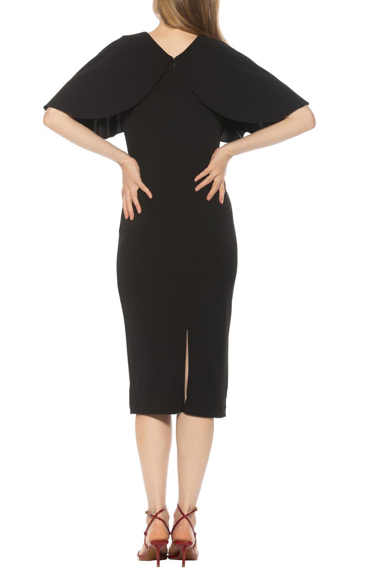 Alexia Admor Novi Flutter Sleeve Midi Dress, Alternate, color, Black