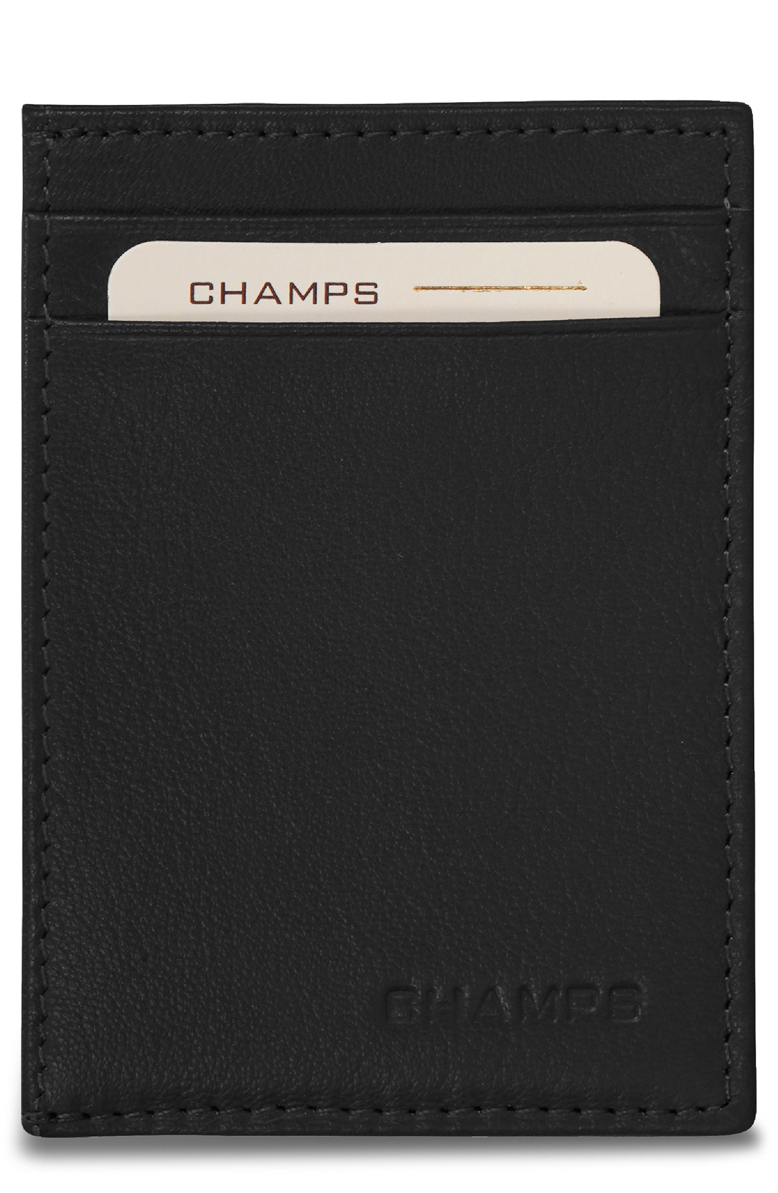 CHAMPS Onyx Leather RFID Hybrid Card Case
