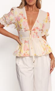 Petal & Pup Duchess Ruffle Hem Puff Sleeve Top