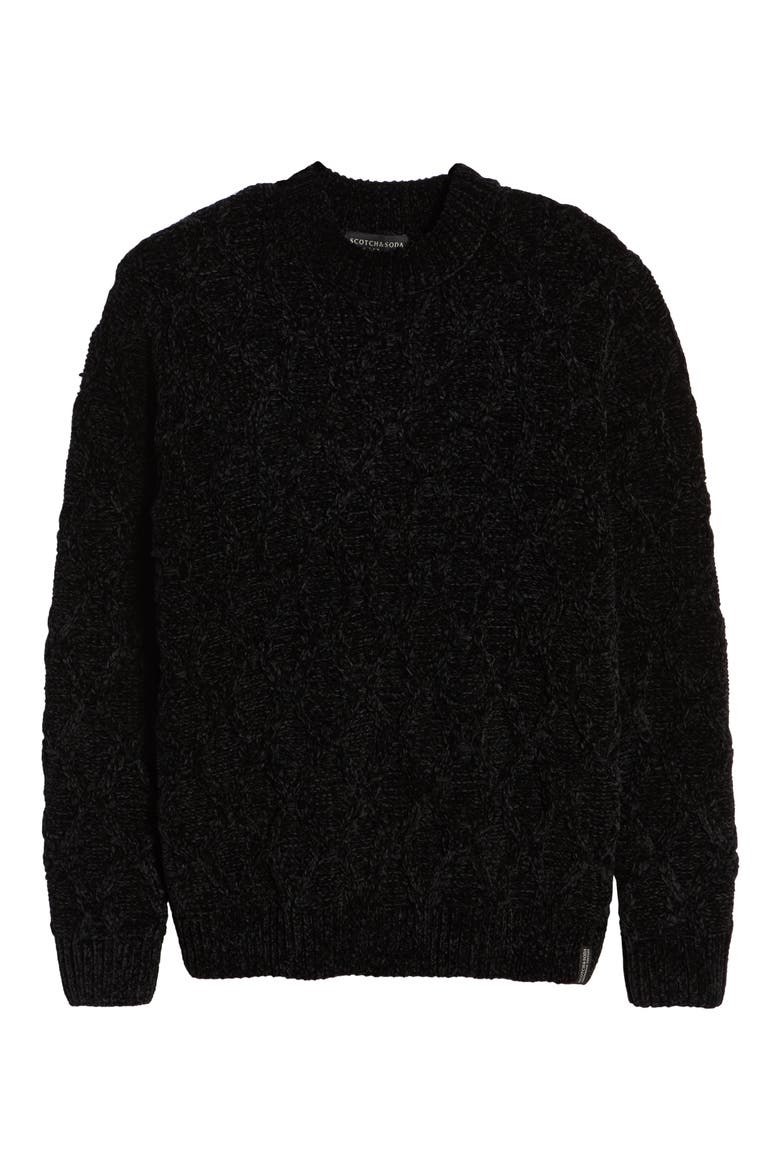 Regular Fit Chenille Pullover Sweater, Alternate, color, BLACK