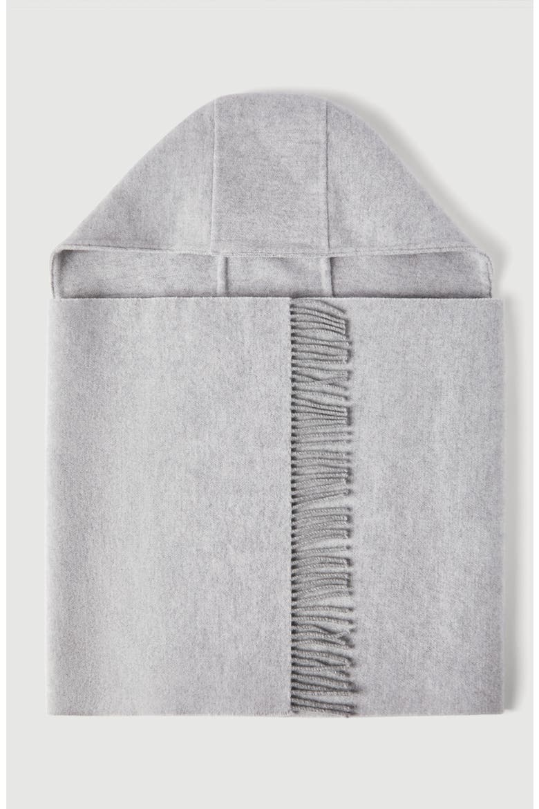 Hooded wool and cashmere knit scarf, Alternate, color, Light Grey