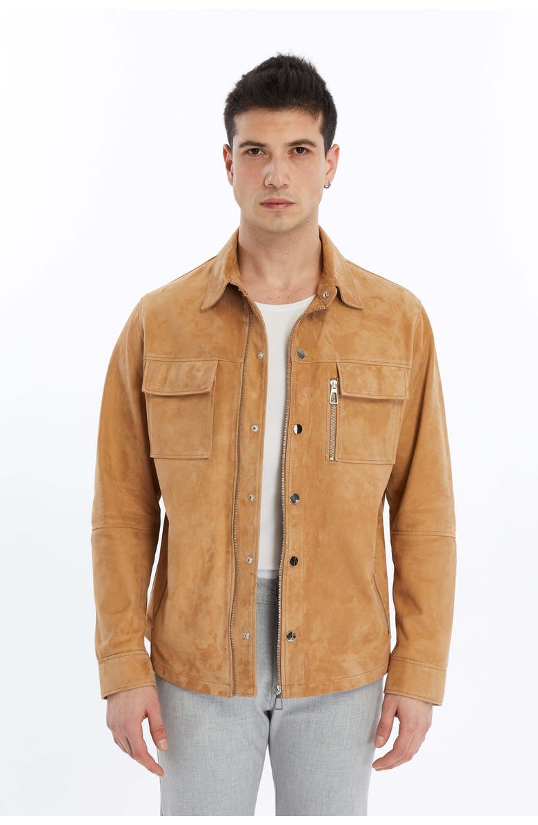 Furniq UK Oscar Suede Jacket, Main, color, Pastel Brown