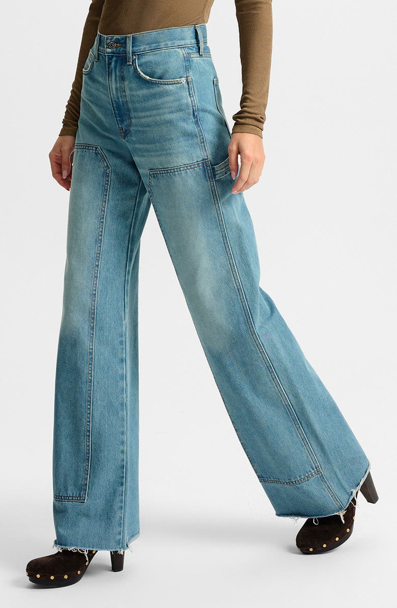 Veronica Beard Taylor Wide Leg Utility Jeans, Alternate, color, Blue Glare