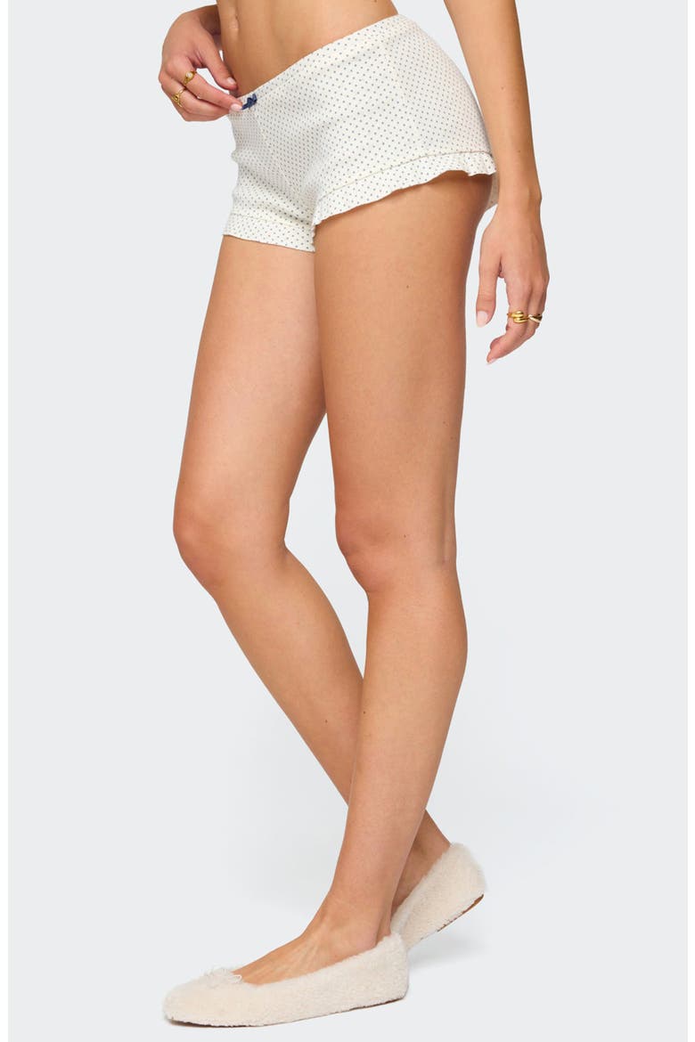 Avalon Dotted Ruffle Cotton Pointelle Microshorts, Alternate, color, WHITE