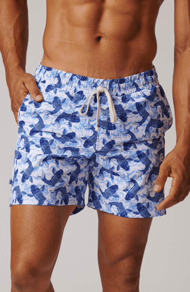 LEISURE LAB Lucky Pond Swim Trunk, Alternate, color, Blue Fishes