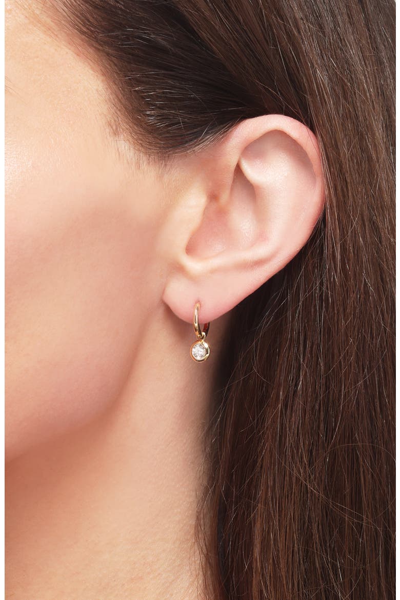 Round Lab-Grown Diamond Huggie Hoop Earrings, Alternate, color, 18K GOLD VERMEIL / LAB DIAMOND