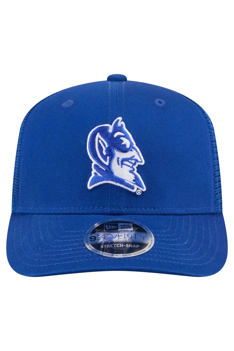 Men's New Era Royal Duke Blue Devils Primary 9SEVENTY Trucker Stretch-Snap Hat, Alternate, color, Royal