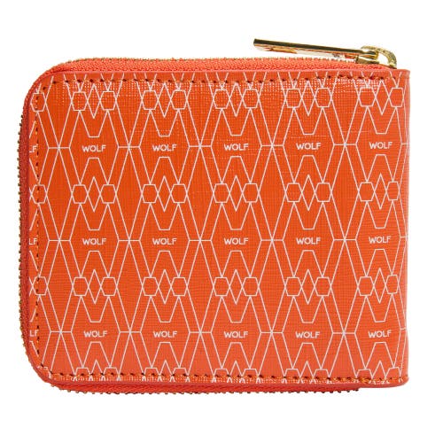 Wolf Signature Zip Wallet In Orange