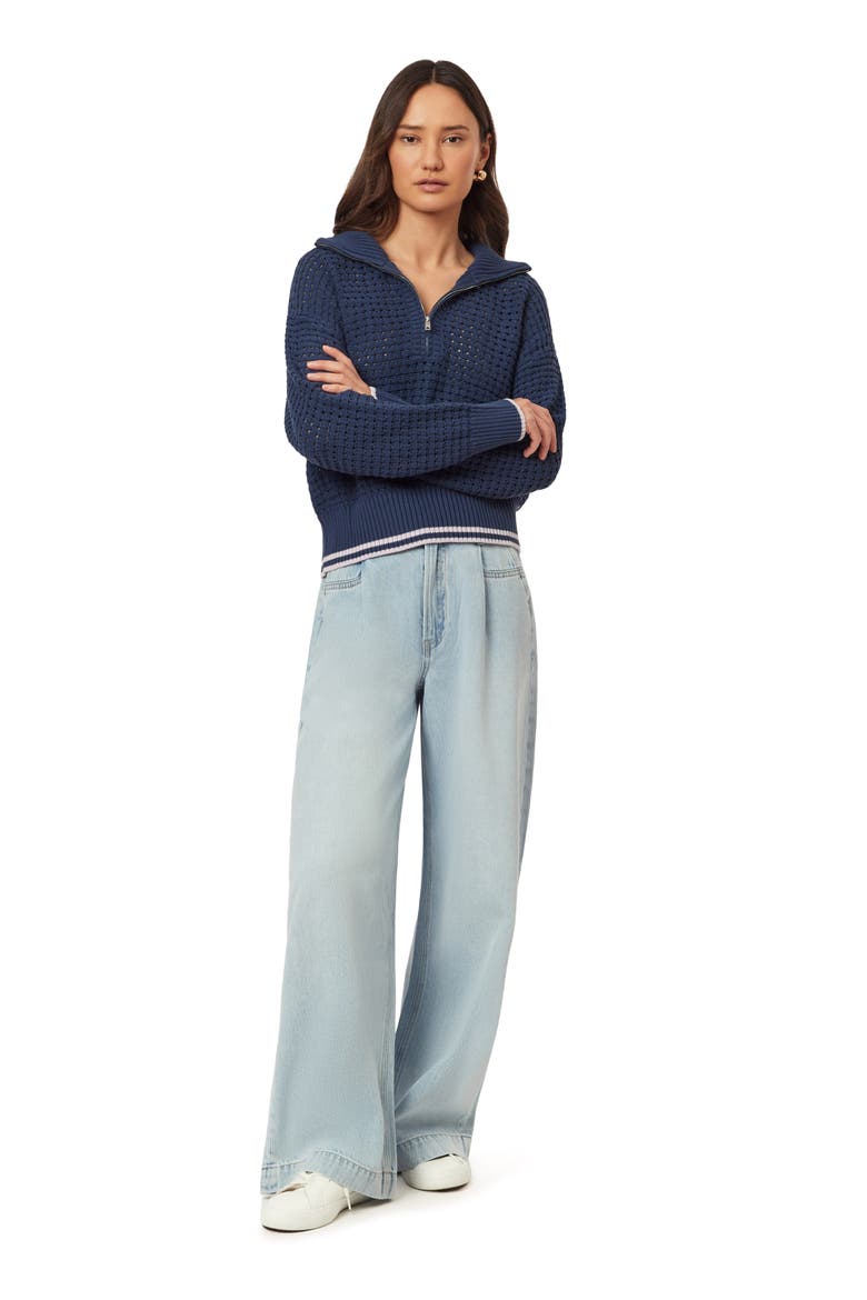 3/4 Zip Pointelle Pullover Sweater, Alternate, color, BIG DIPPER