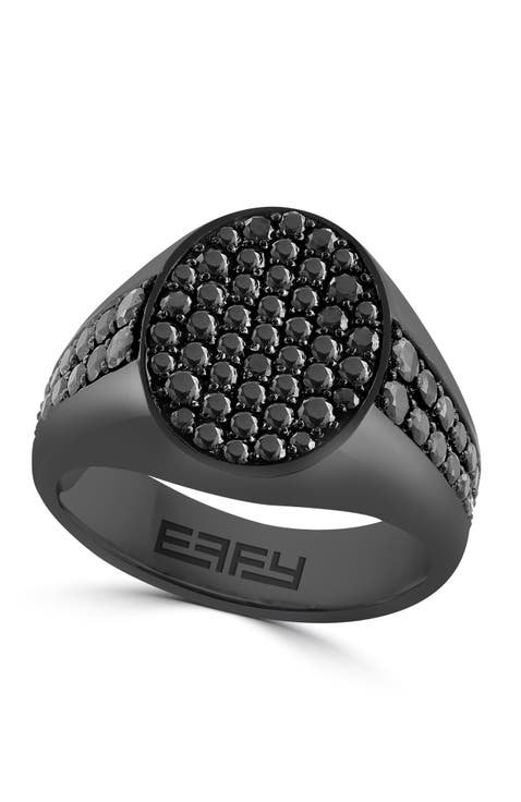Black Spinel Pavé Statement Ring in Sterling Silver