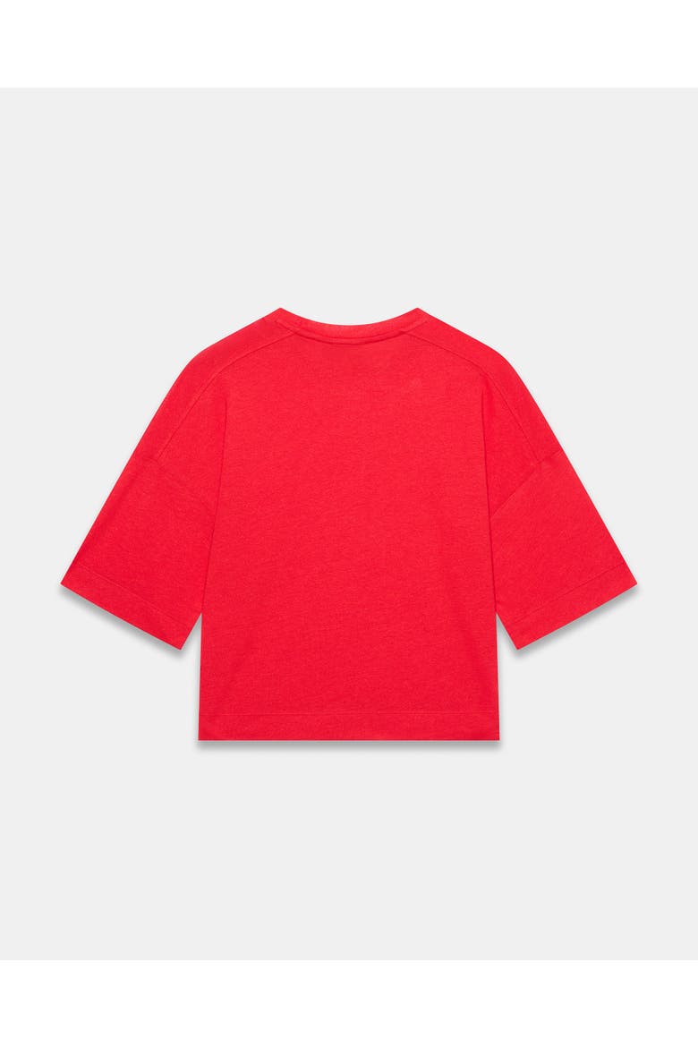 Linen Blend Boxy Silhouette T-Shirt, Alternate, color, Red