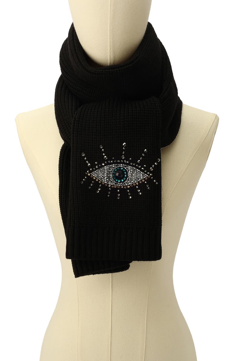 Kurt Geiger London Evil Eye Crystal Embellished Scarf, Alternate, color, 