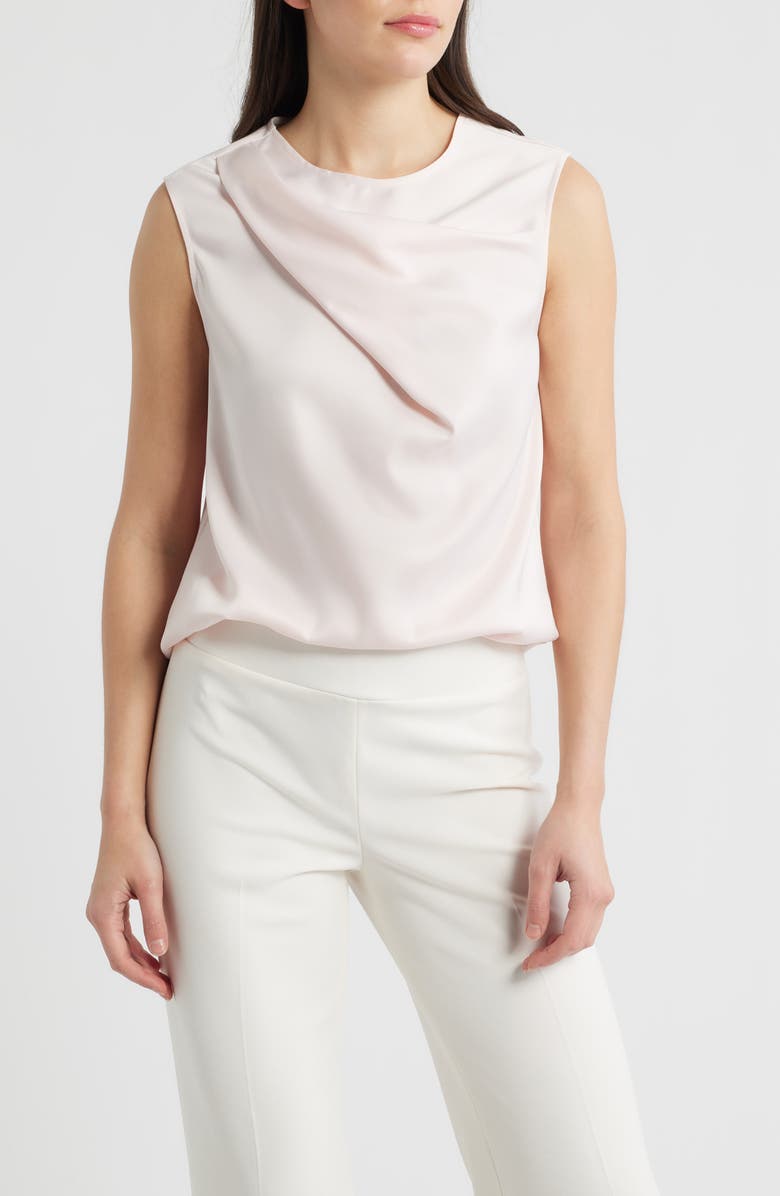 Anne Klein Asymmetric Sleeveless Cowl Neck Top, Main, color, Soft Blossom
